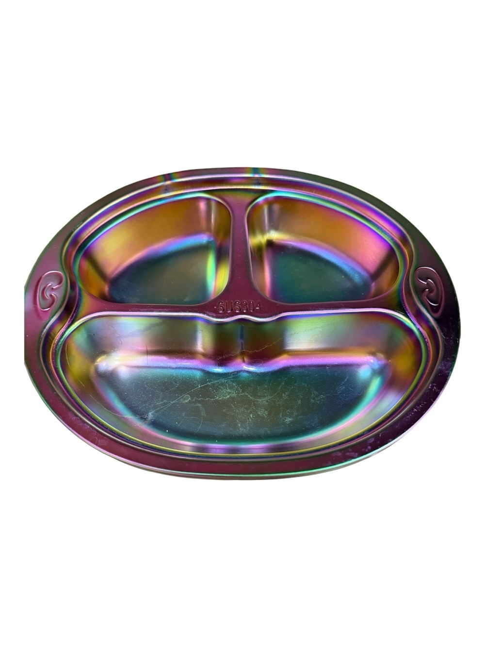 NEW Ahimsa Kids Rainbow Stainless Steel Divided Plates Set of 2